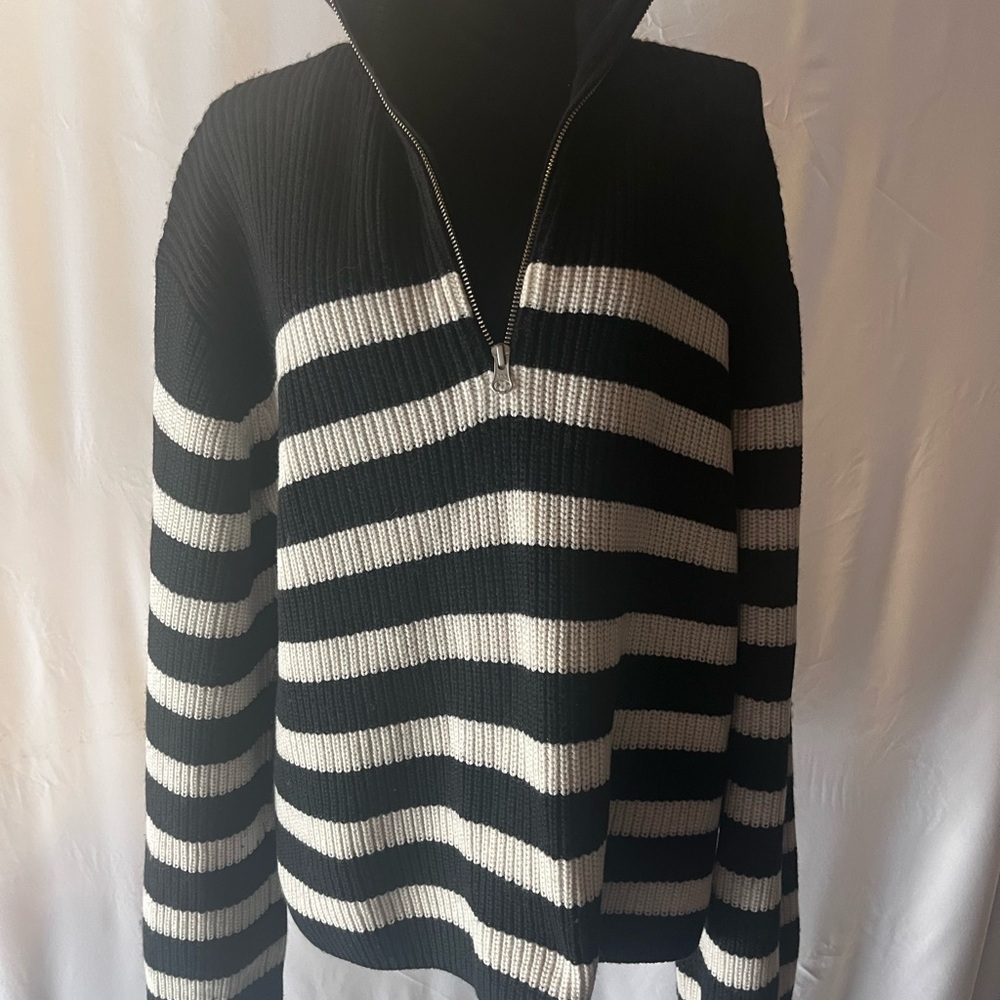 &‎ Other Stories Monochrome Striped V-Neck Sweater
